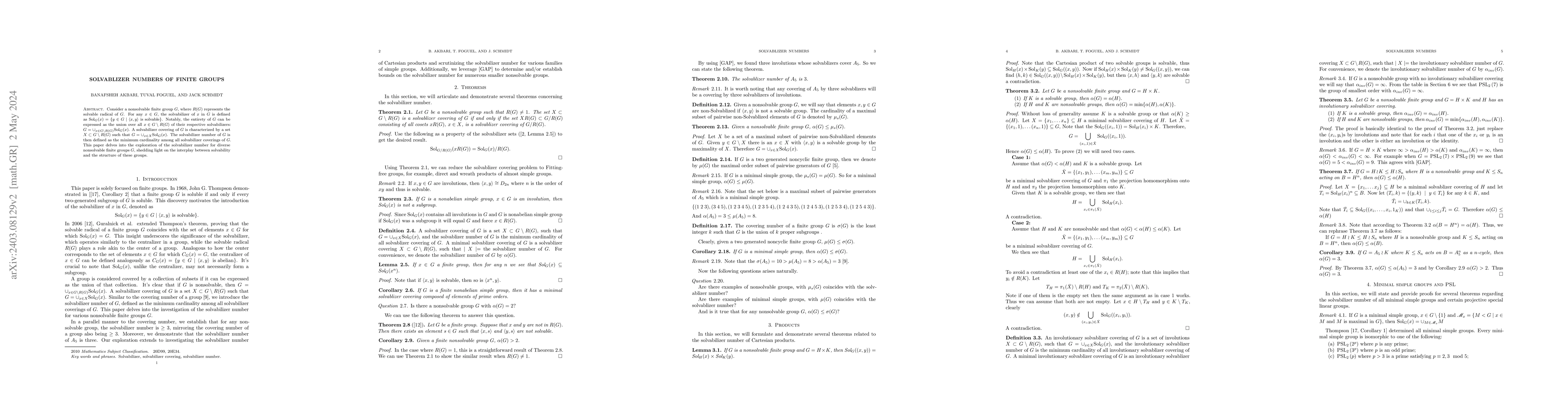 Thumbnail for Solvabilizer Numbers of Finite Groups