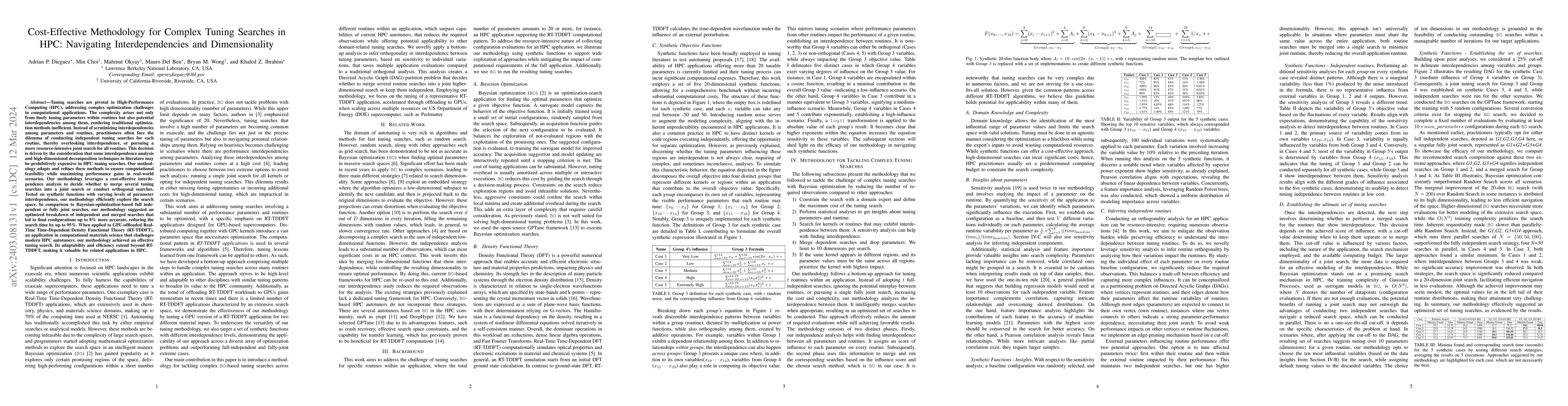 Thumbnail for Cost-Effective Methodology for Complex Tuning Searches in HPC:
  Navigating Interdependencies and Dimensionality