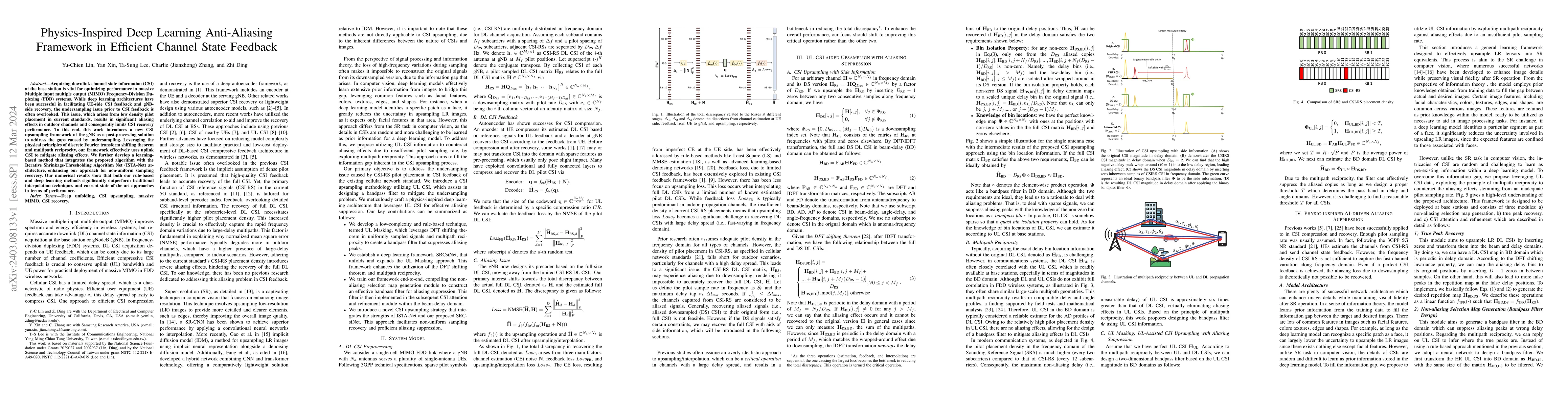 Thumbnail for Physics-Inspired Deep Learning Anti-Aliasing Framework in Efficient
  Channel State Feedback