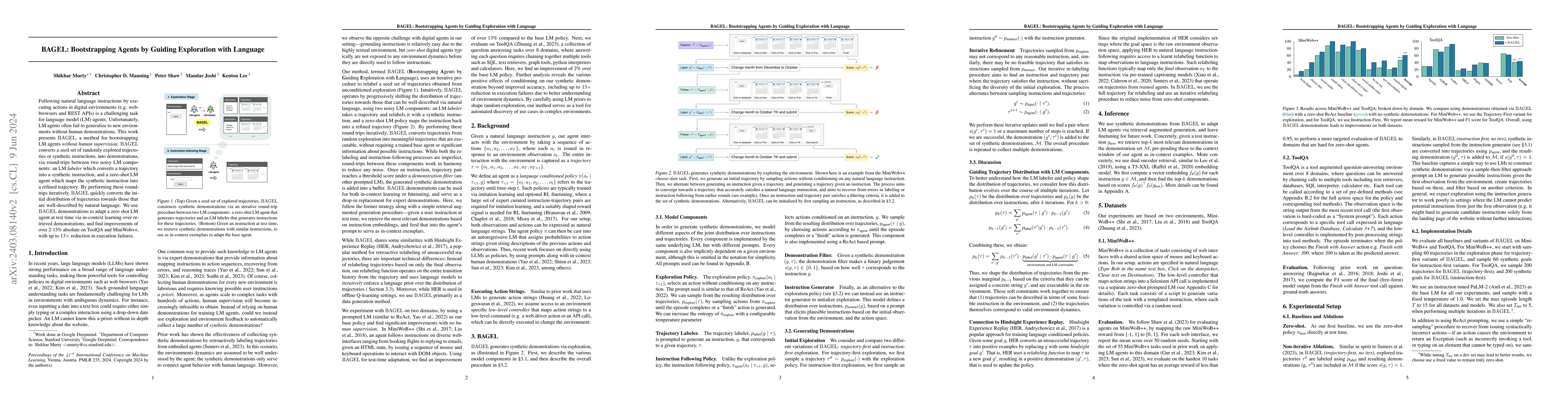 Thumbnail for BAGEL: Bootstrapping Agents by Guiding Exploration with Language