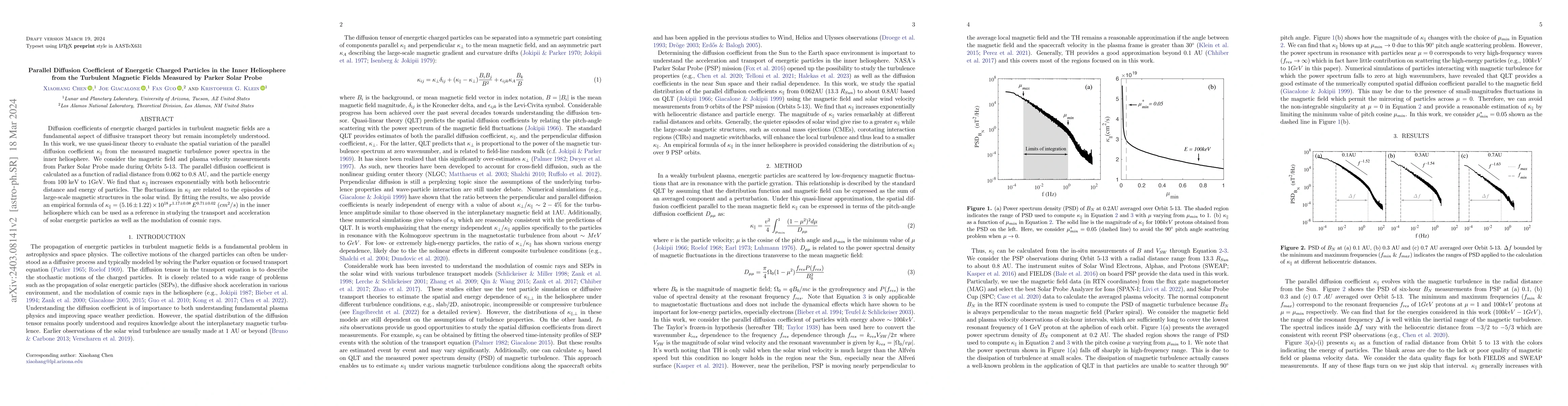 Thumbnail for Parallel Diffusion Coefficient of Energetic Charged Particles in the
  Inner Heliosphere from the Turbulent Magnetic Fields Measured by Parker Solar
  Probe