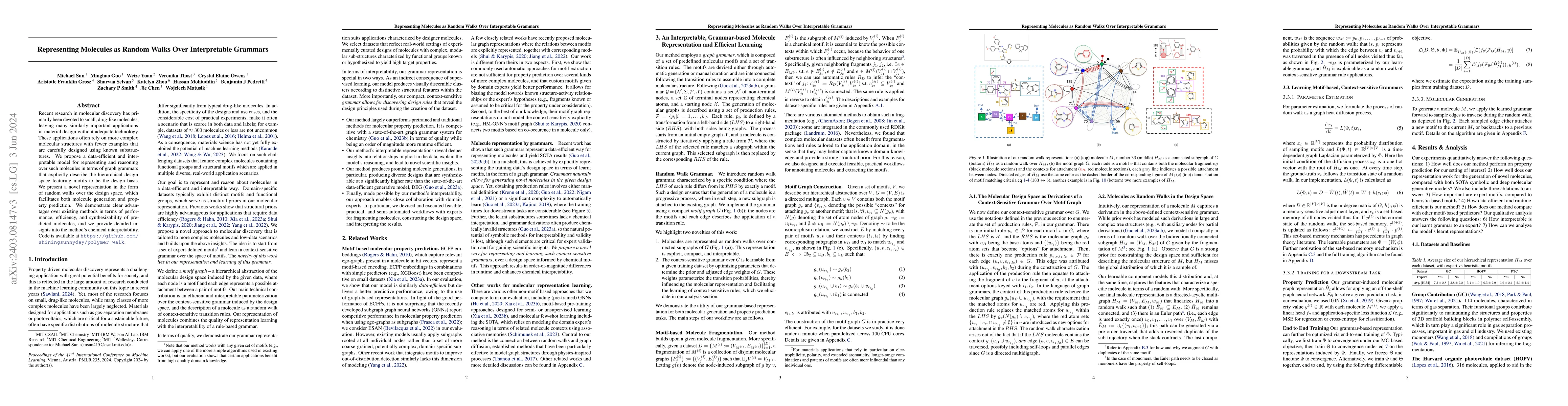 Thumbnail for Representing Molecules as Random Walks Over Interpretable Grammars