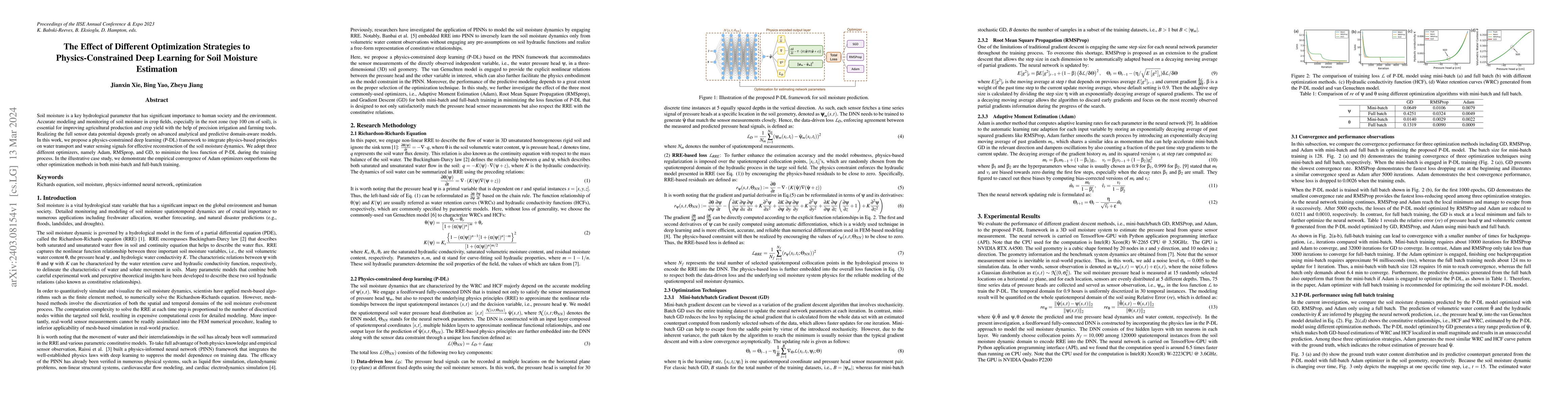 Thumbnail for The Effect of Different Optimization Strategies to Physics-Constrained
  Deep Learning for Soil Moisture Estimation