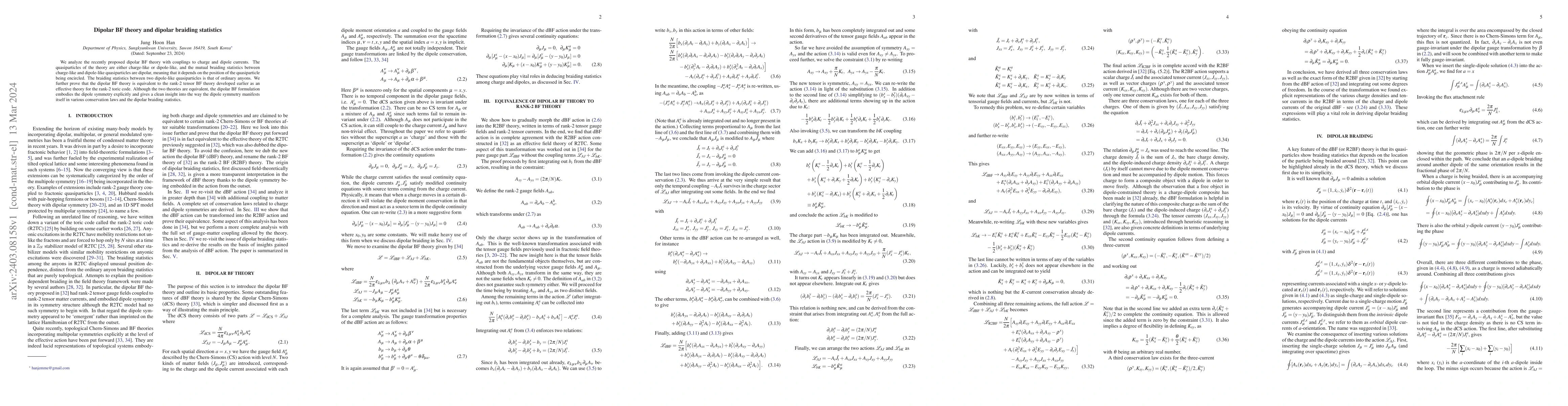 Thumbnail for Dipolar BF theory and dipolar braiding statistics
