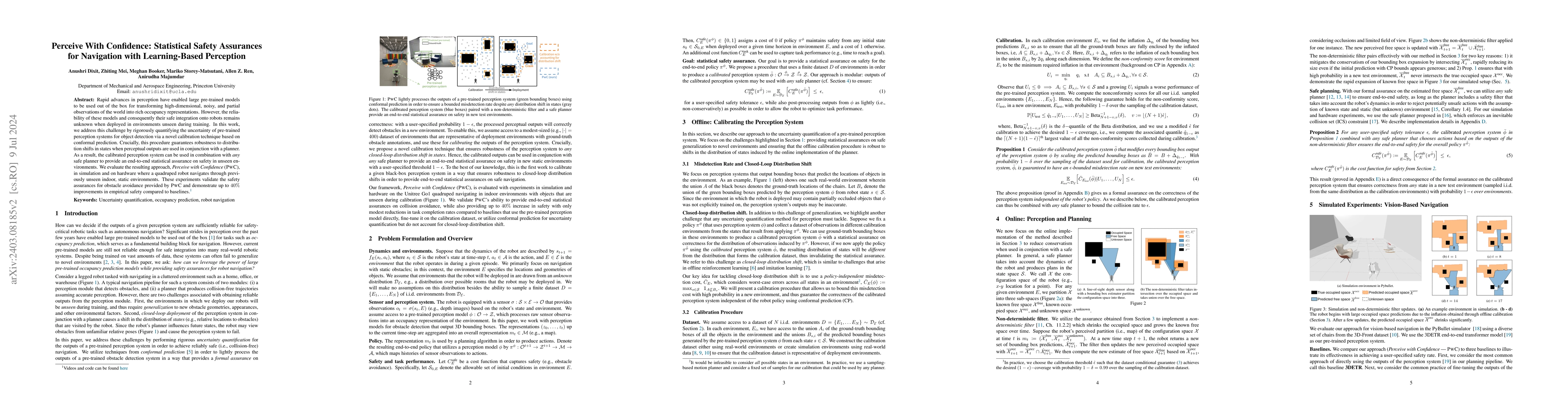 Thumbnail for Perceive With Confidence: Statistical Safety Assurances for Navigation
  with Learning-Based Perception