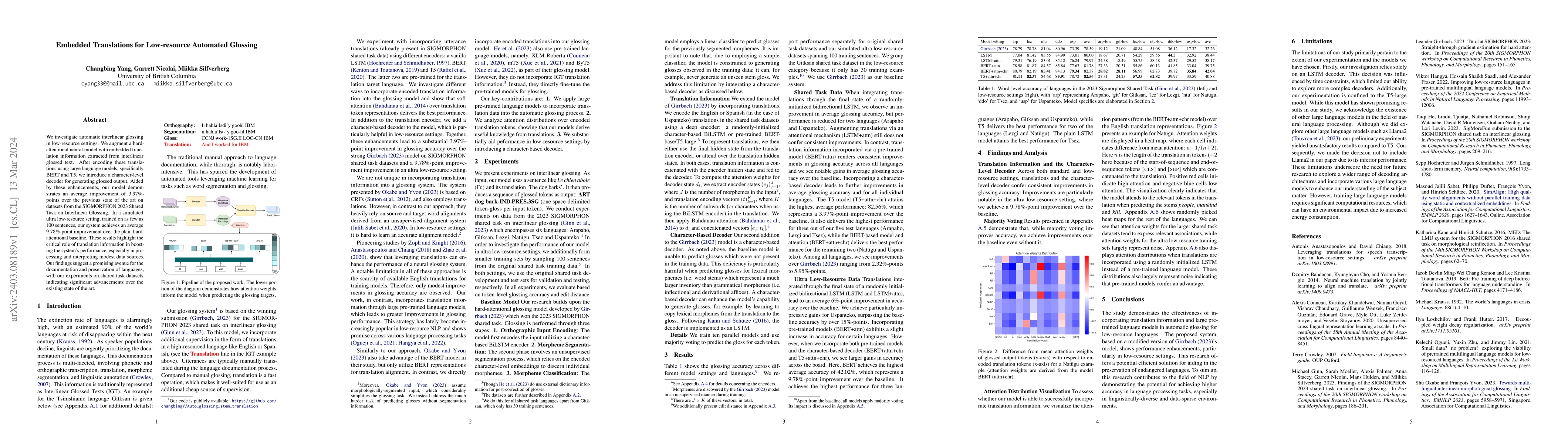Thumbnail for Embedded Translations for Low-resource Automated Glossing