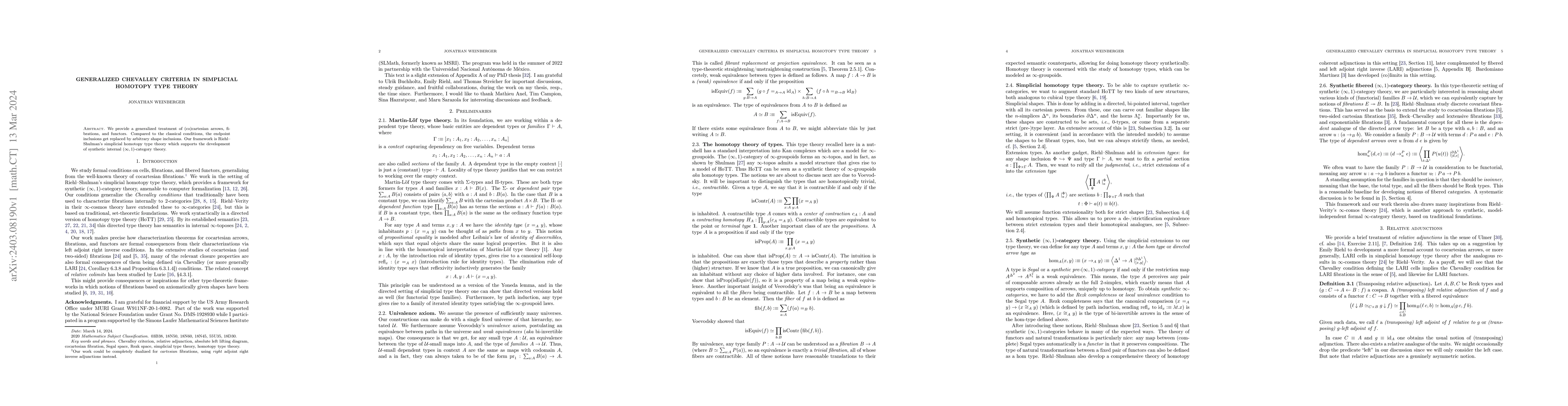 Thumbnail for Generalized Chevalley criteria in simplicial homotopy type theory