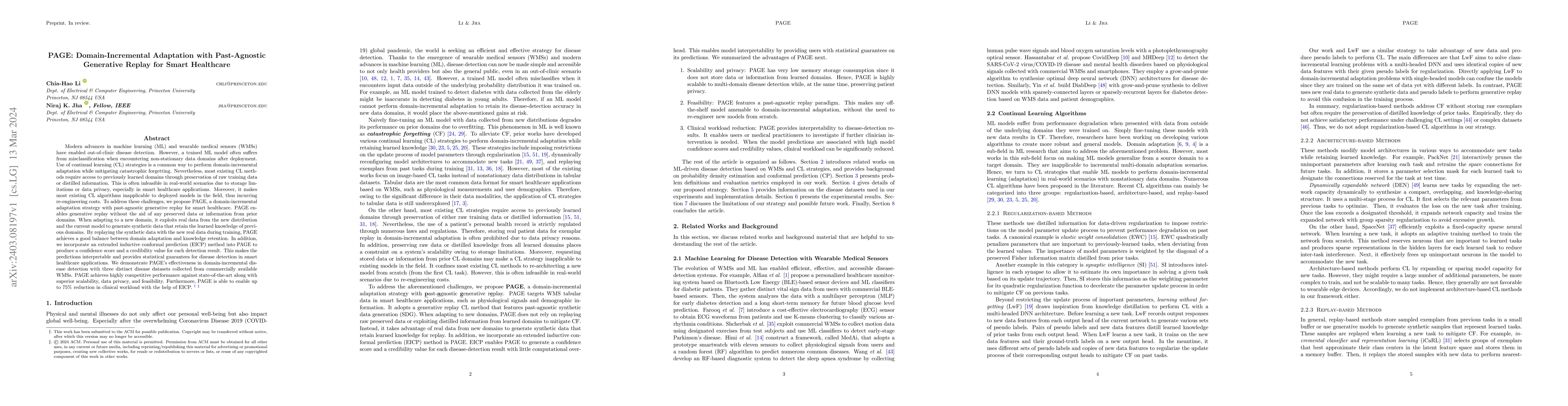Thumbnail for PAGE: Domain-Incremental Adaptation with Past-Agnostic Generative Replay
  for Smart Healthcare