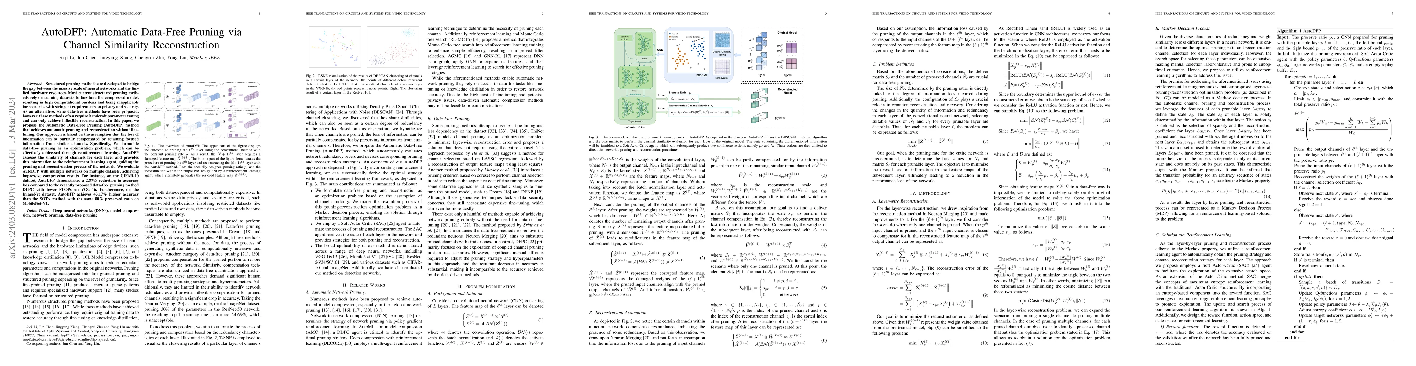 Thumbnail for AutoDFP: Automatic Data-Free Pruning via Channel Similarity
  Reconstruction