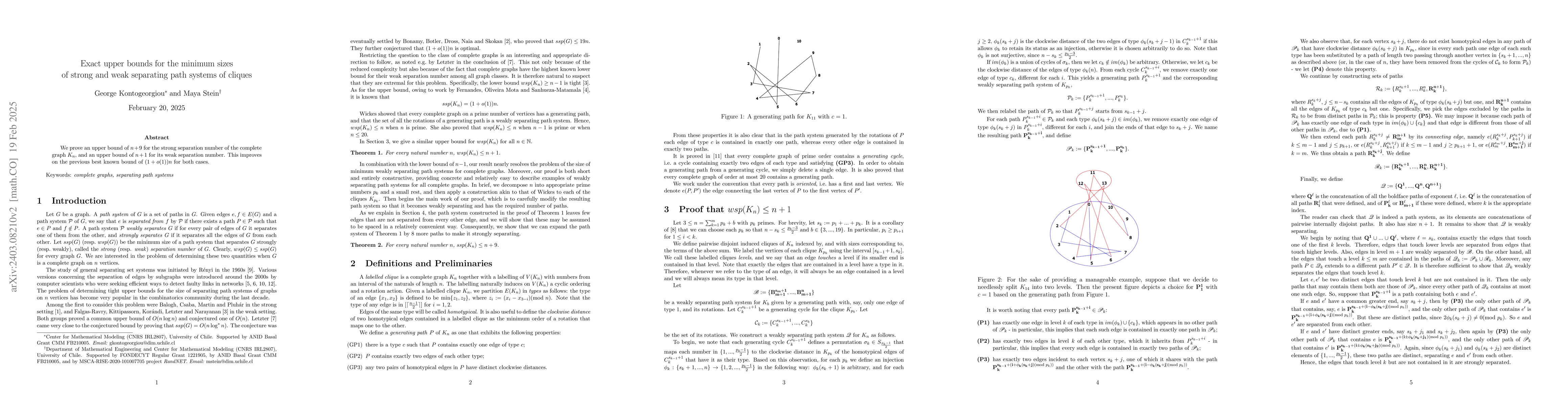 Thumbnail for An exact upper bound for the minimum size of a path system that weakly
  separates a clique