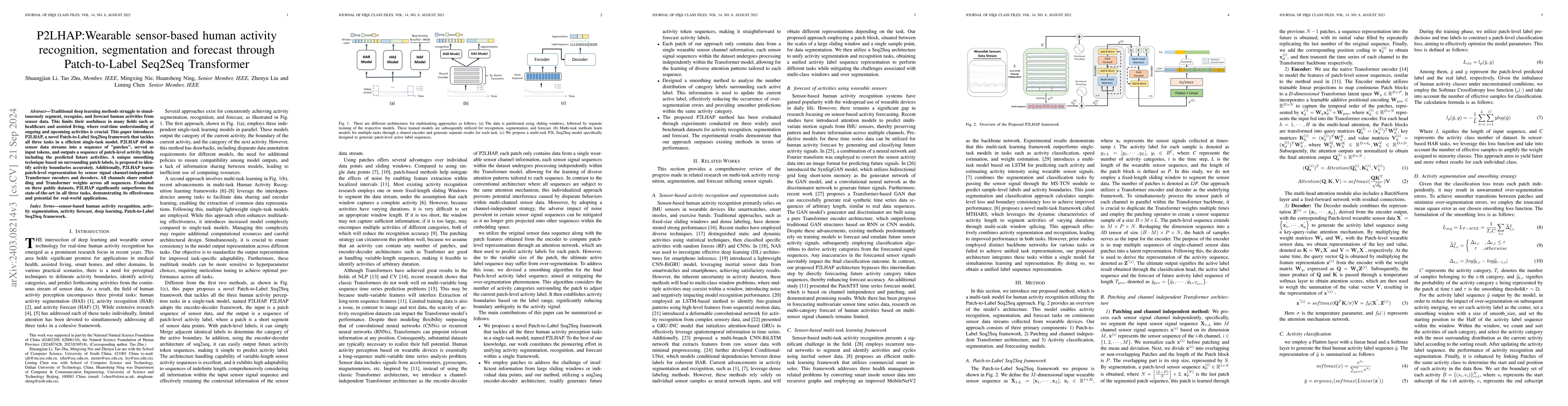 Thumbnail for P2LHAP:Wearable sensor-based human activity recognition, segmentation
  and forecast through Patch-to-Label Seq2Seq Transformer