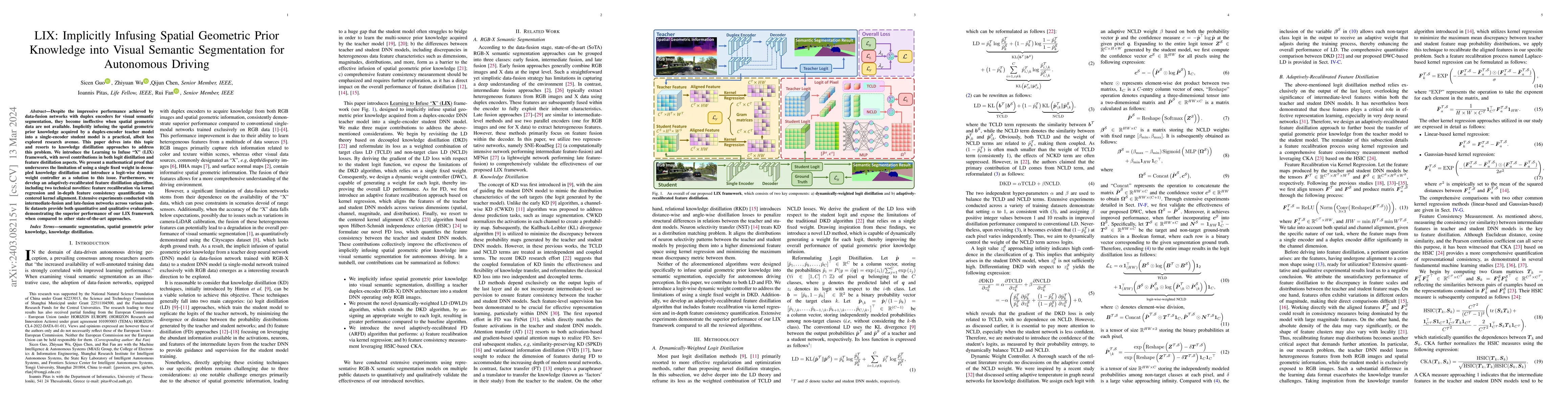 Thumbnail for LIX: Implicitly Infusing Spatial Geometric Prior Knowledge into Visual
  Semantic Segmentation for Autonomous Driving
