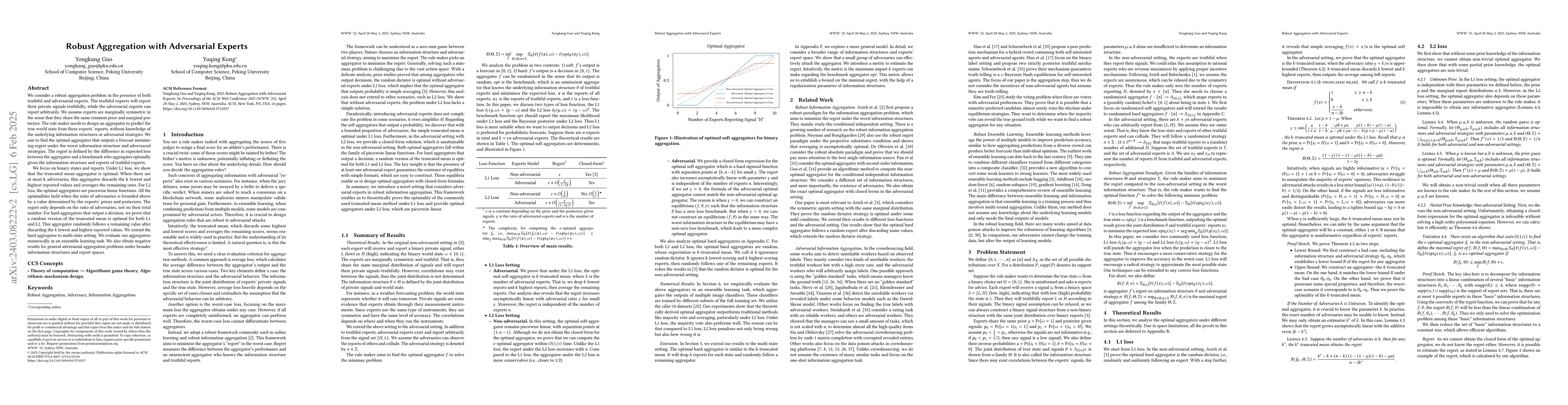 Thumbnail for Robust Decision Aggregation with Adversarial Experts