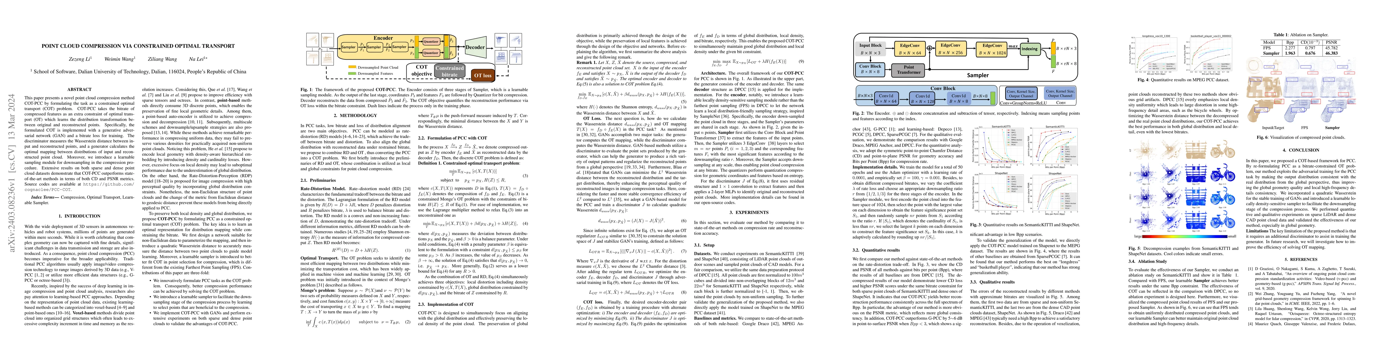 Thumbnail for Point Cloud Compression via Constrained Optimal Transport