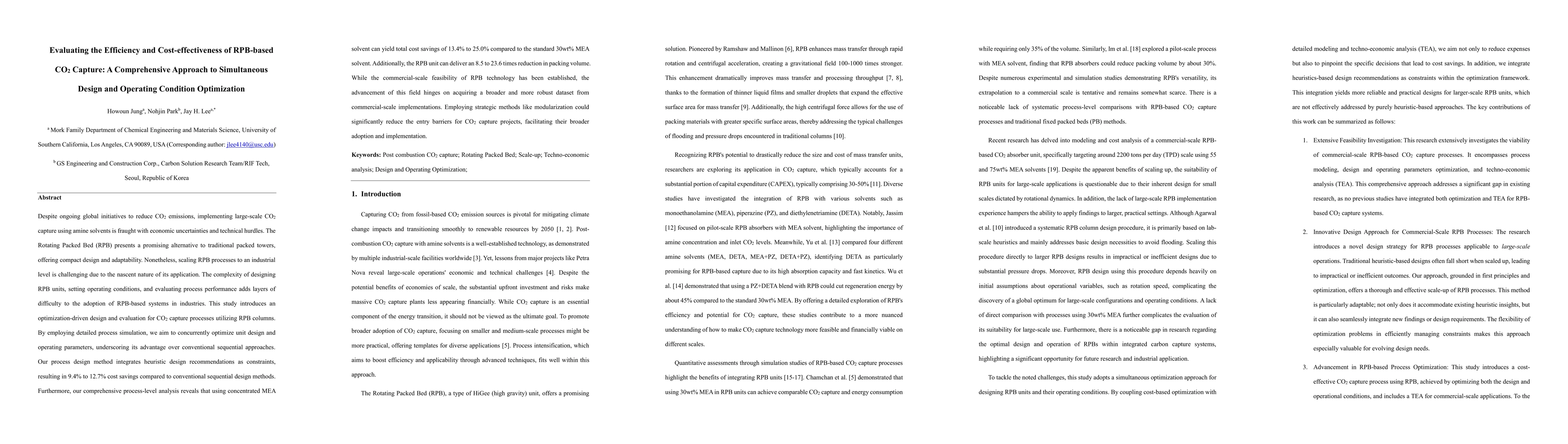 Thumbnail for Evaluating the Efficiency and Cost-effectiveness of RPB-based CO2
  Capture: A Comprehensive Approach to Simultaneous Design and Operating
  Condition Optimization