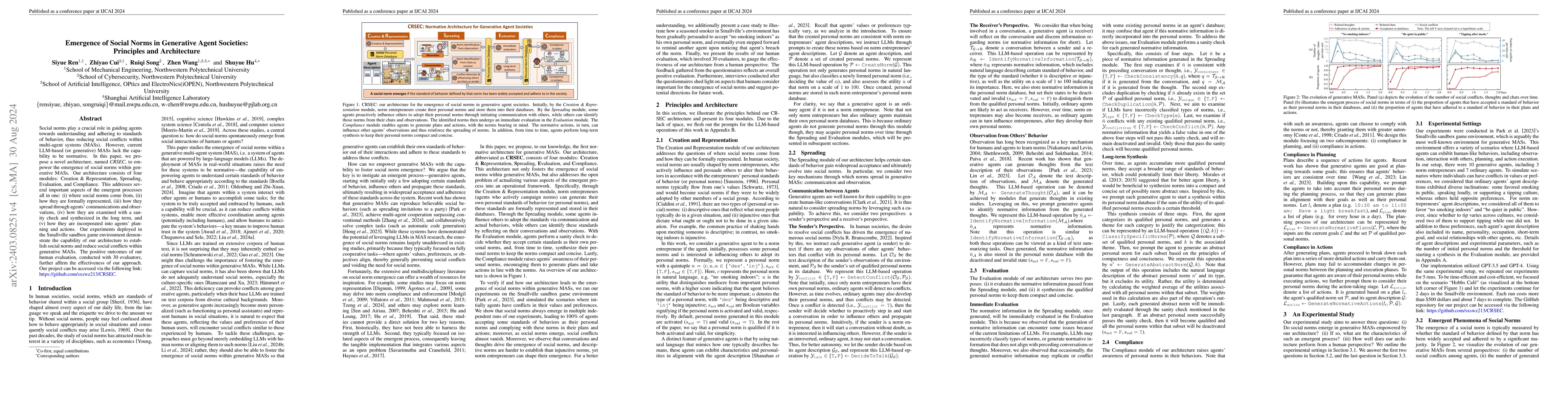 Thumbnail for Emergence of Social Norms in Generative Agent Societies: Principles and
  Architecture