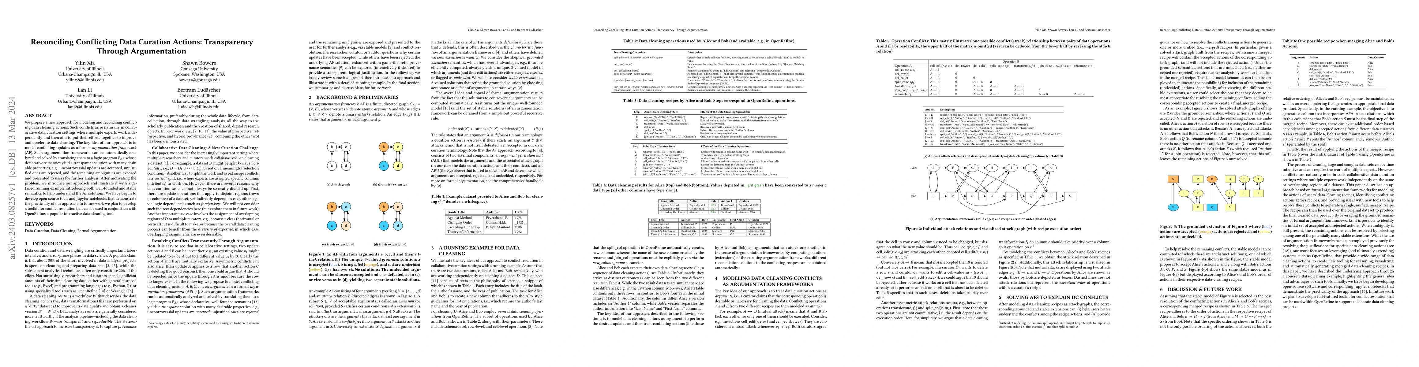 Thumbnail for Reconciling Conflicting Data Curation Actions: Transparency Through
  Argumentation