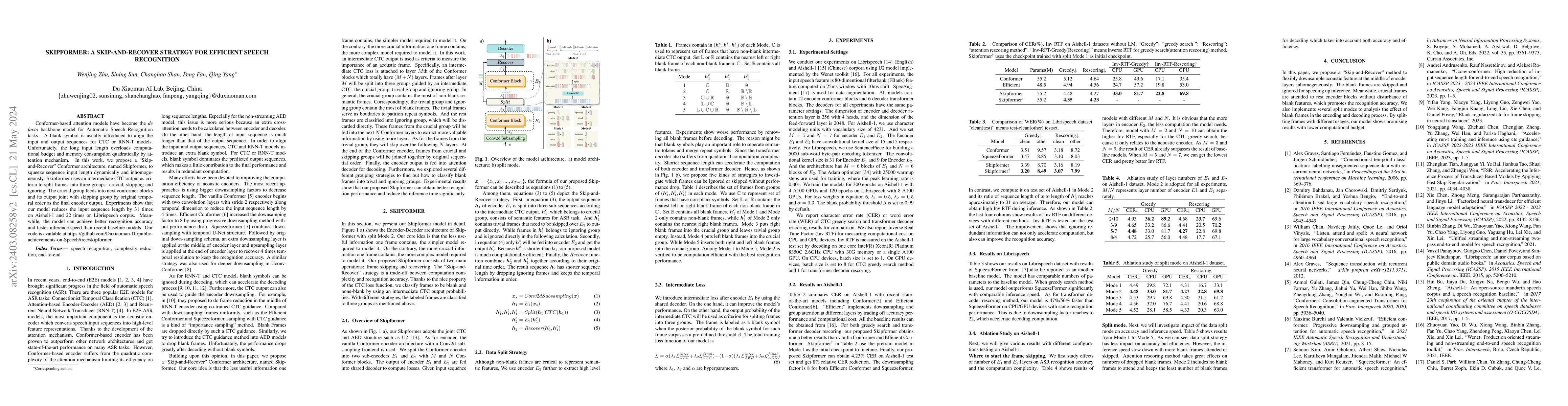 Thumbnail for Skipformer: A Skip-and-Recover Strategy for Efficient Speech Recognition