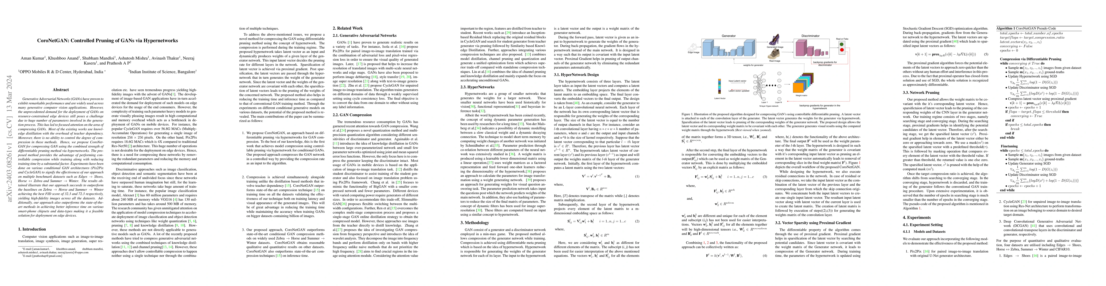 Thumbnail for CoroNetGAN: Controlled Pruning of GANs via Hypernetworks