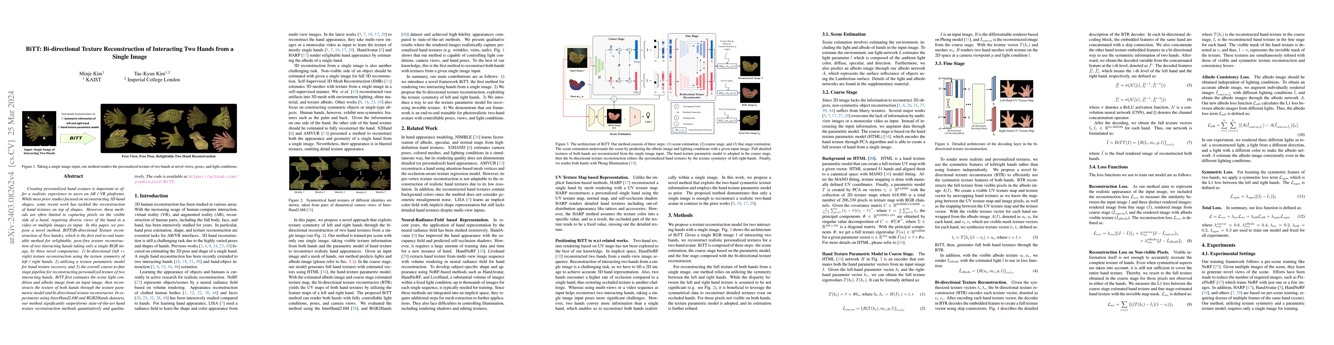 Thumbnail for BiTT: Bi-directional Texture Reconstruction of Interacting Two Hands
  from a Single Image