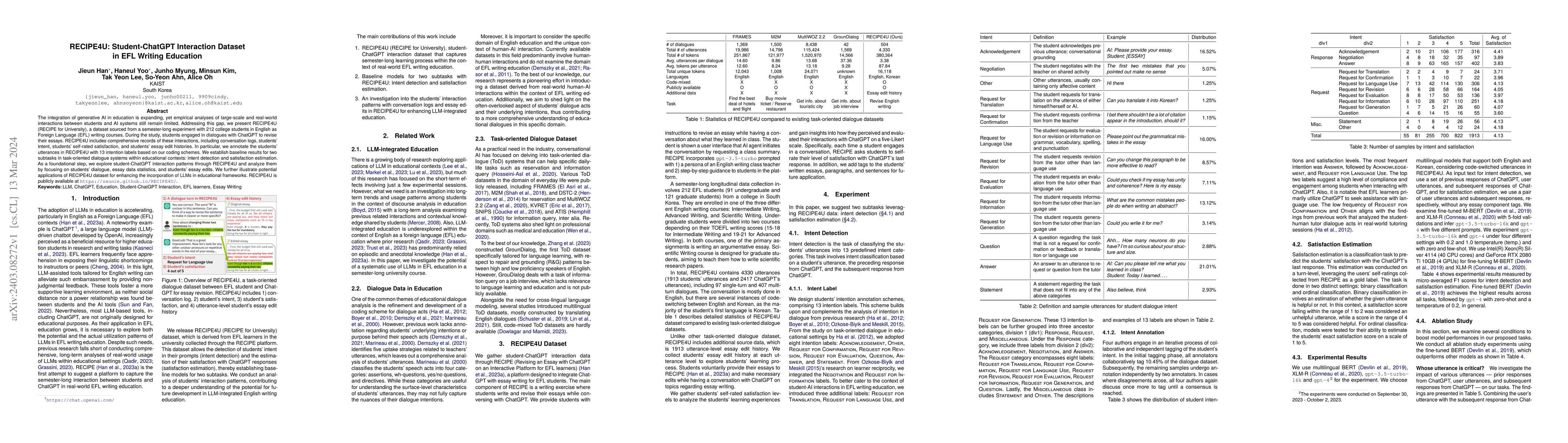 Thumbnail for RECIPE4U: Student-ChatGPT Interaction Dataset in EFL Writing Education