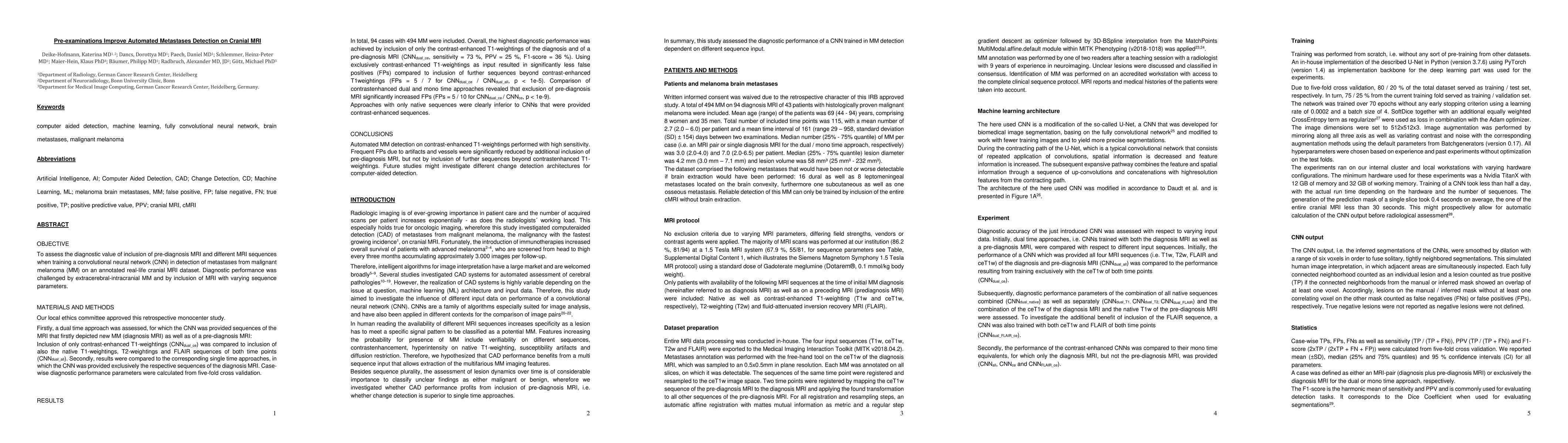 Thumbnail for Pre-examinations Improve Automated Metastases Detection on Cranial MRI