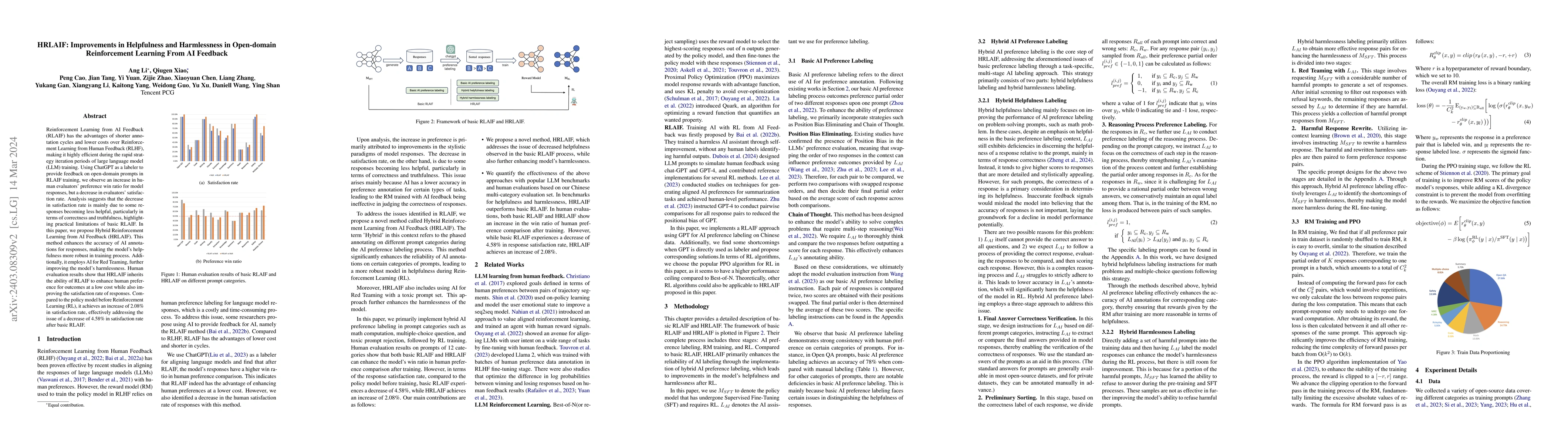 Thumbnail for HRLAIF: Improvements in Helpfulness and Harmlessness in Open-domain
  Reinforcement Learning From AI Feedback