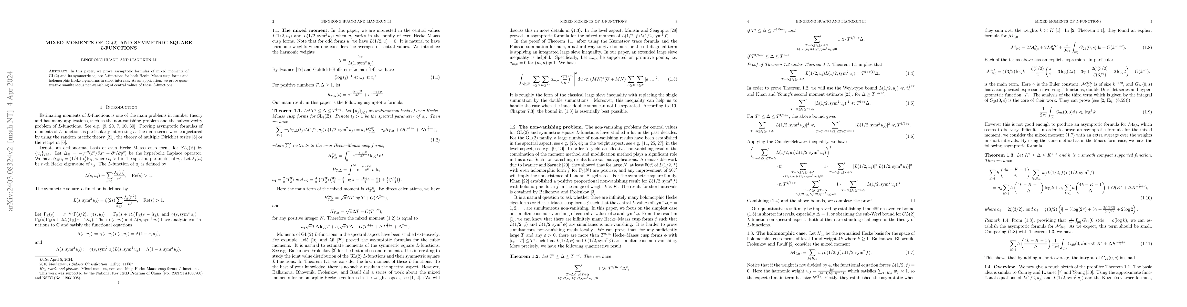 Thumbnail for Mixed moments of $\rm GL(2)$ and symmetric square $L$-functions