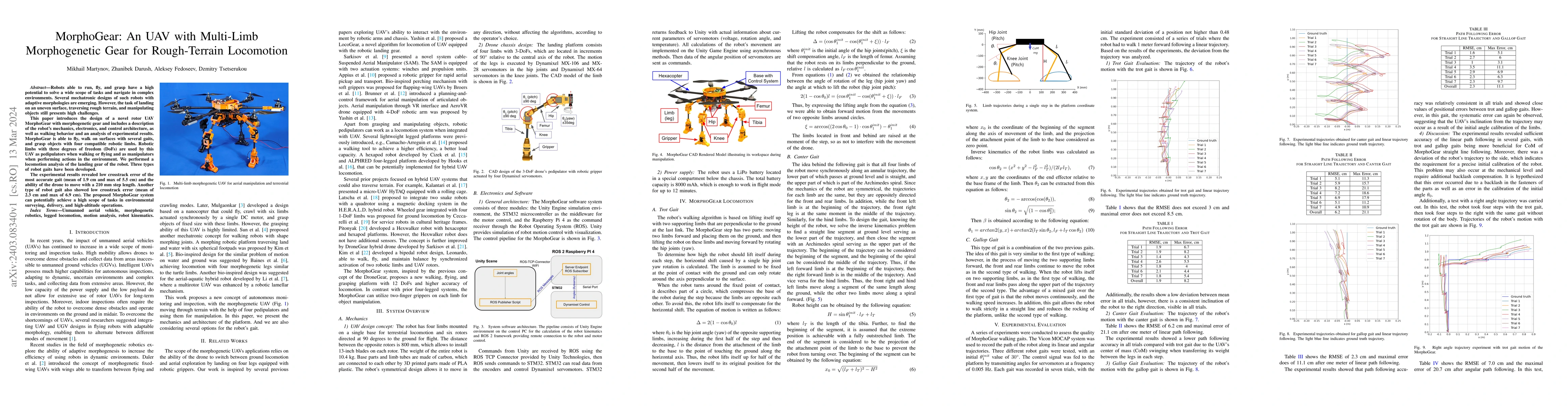 Thumbnail for MorphoGear: An UAV with Multi-Limb Morphogenetic Gear for Rough-Terrain
  Locomotion