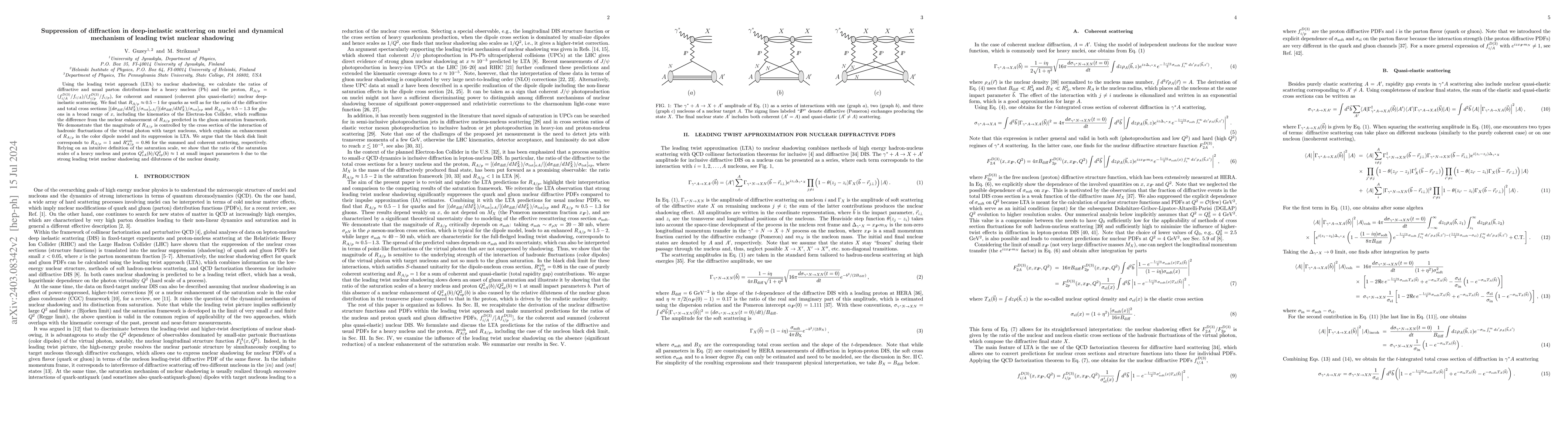 Thumbnail for Suppression of diffraction in deep-inelastic scattering on nuclei and
  dynamical mechanism of leading twist nuclear shadowing