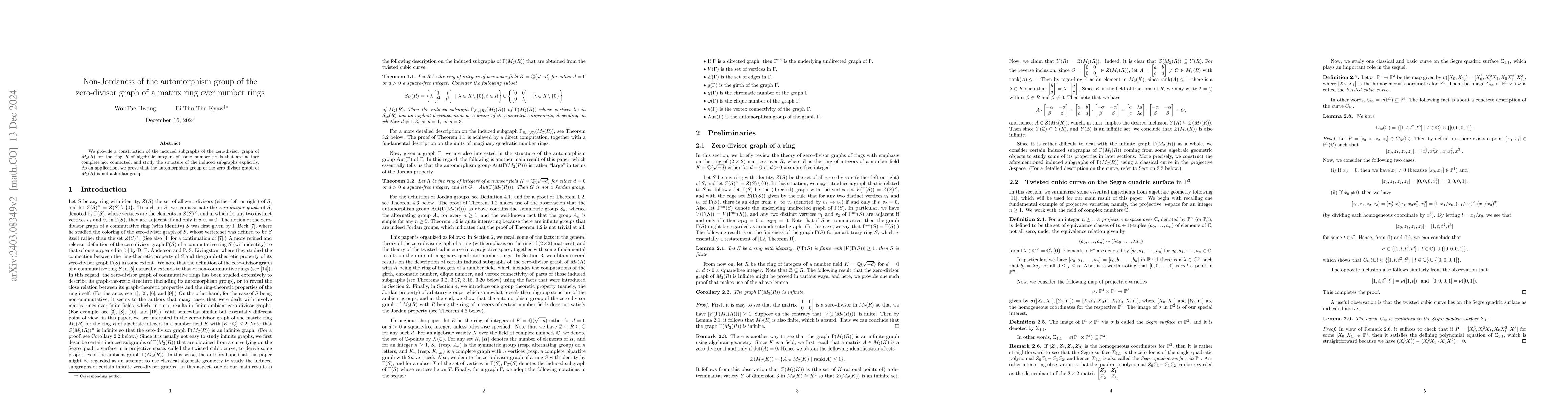 Thumbnail for On the induced subgraphs of the zero-divisor graph of a matrix ring over
  number rings