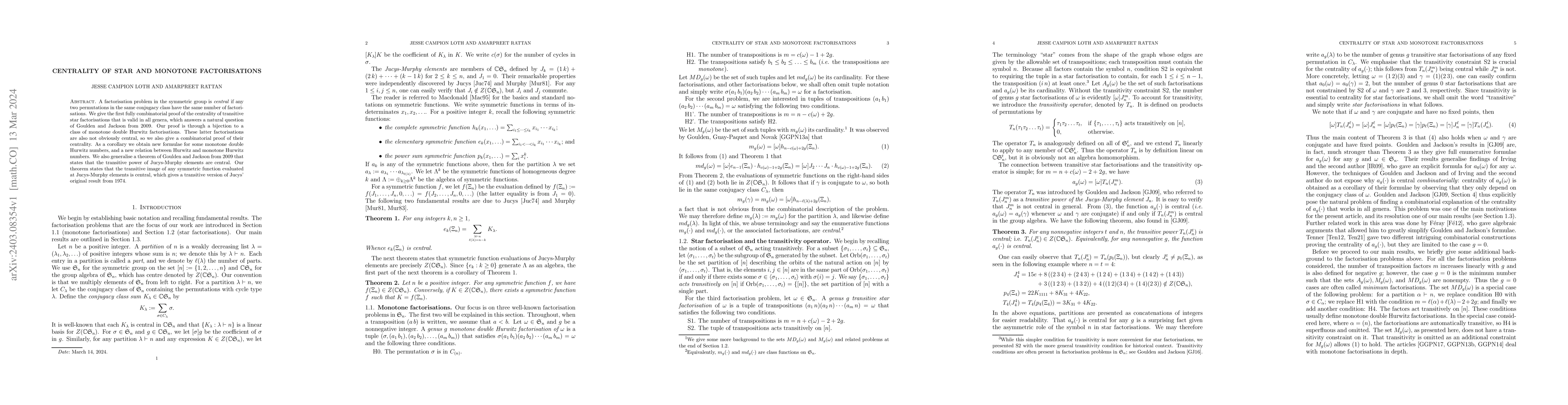 Thumbnail for Centrality of star and monotone factorisations