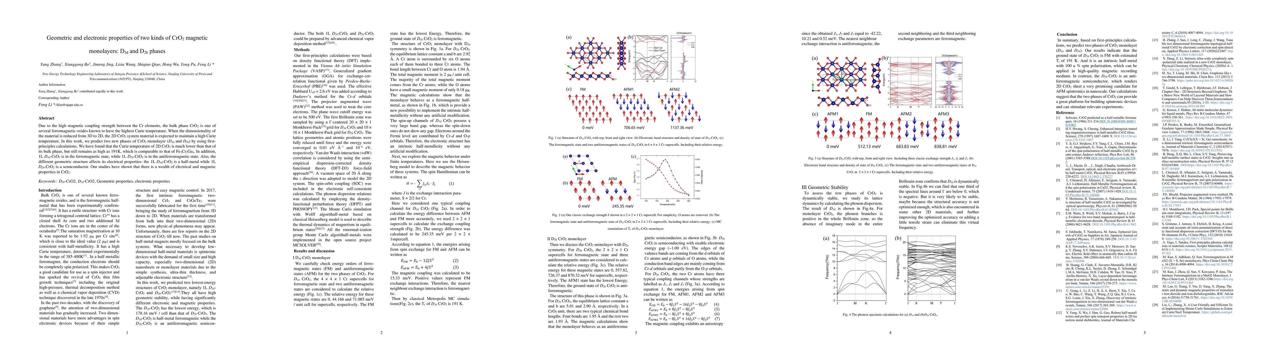 Thumbnail for Geometric and electronic properties of two kinds of CrO2 magnetic
  monolayers: D3d and D2h phases