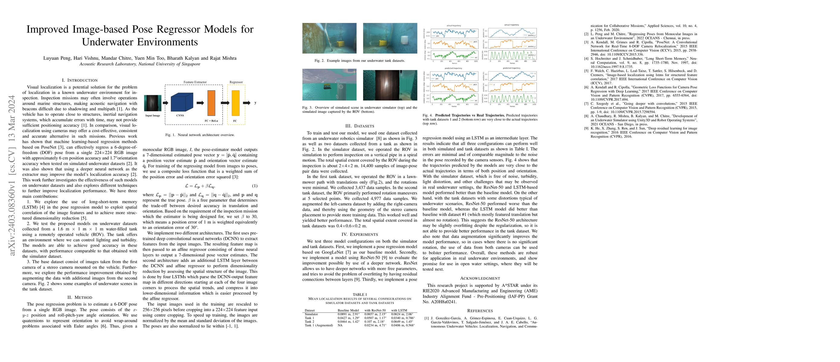 Thumbnail for Improved Image-based Pose Regressor Models for Underwater Environments