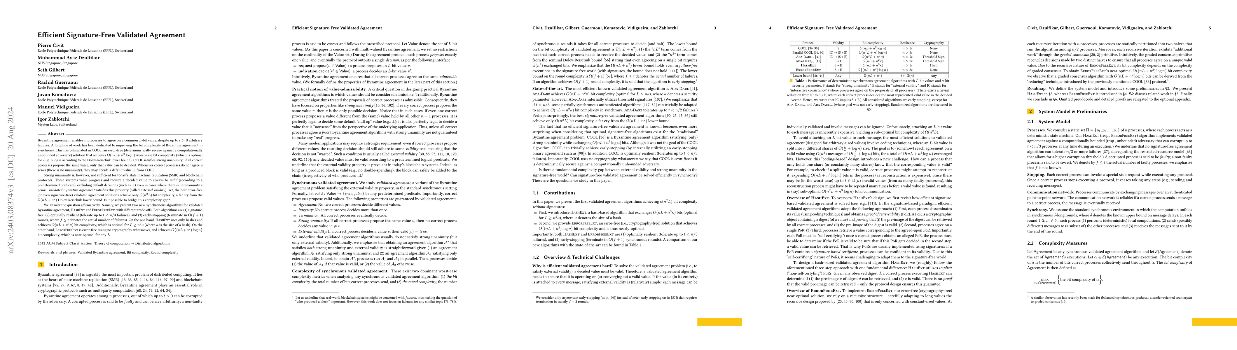 Thumbnail for Efficient Signature-Free Validated Agreement