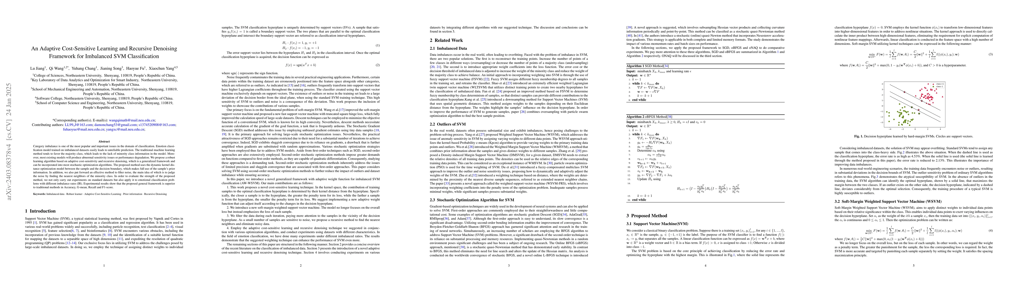 Thumbnail for An Adaptive Cost-Sensitive Learning and Recursive Denoising Framework
  for Imbalanced SVM Classification
