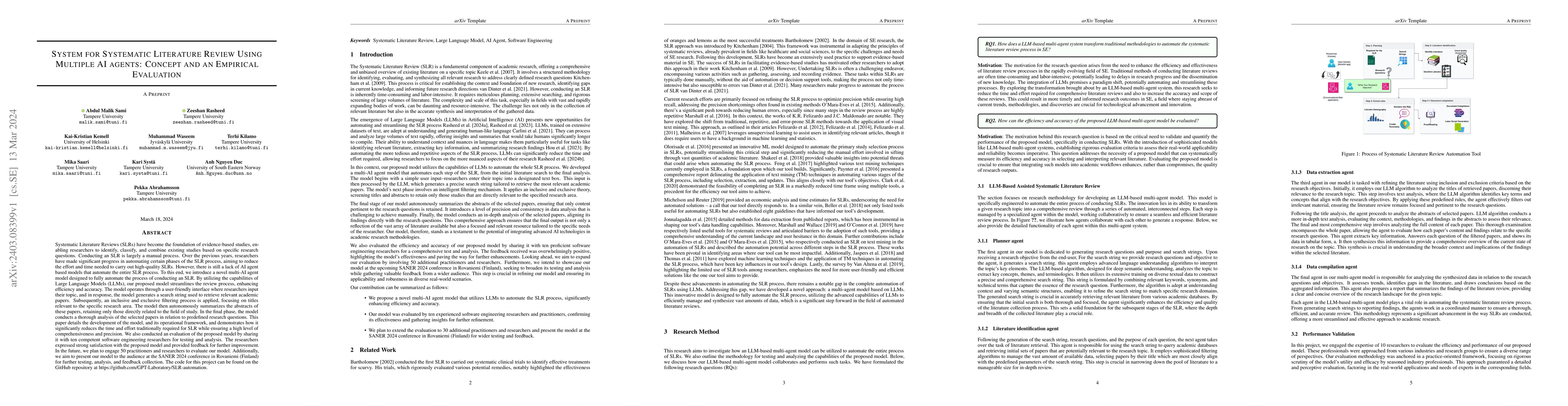 Thumbnail for System for systematic literature review using multiple AI agents:
  Concept and an empirical evaluation