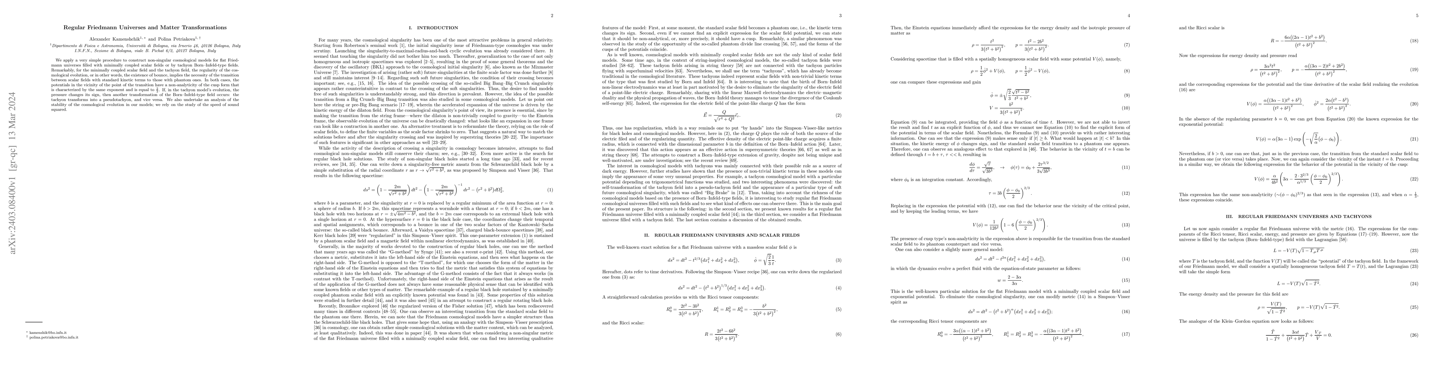 Thumbnail for Regular Friedmann Universes and Matter Transformations