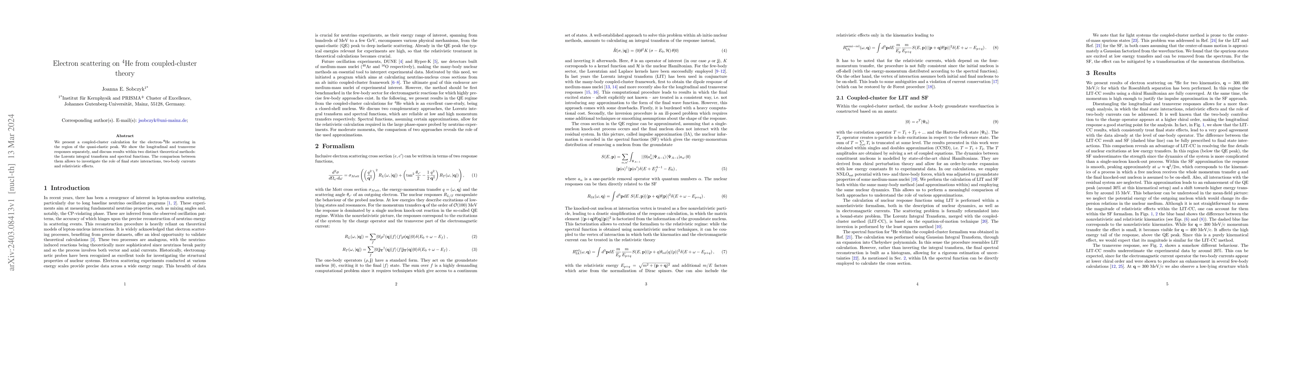 Thumbnail for Electron scattering on $^4$He from coupled-cluster theory