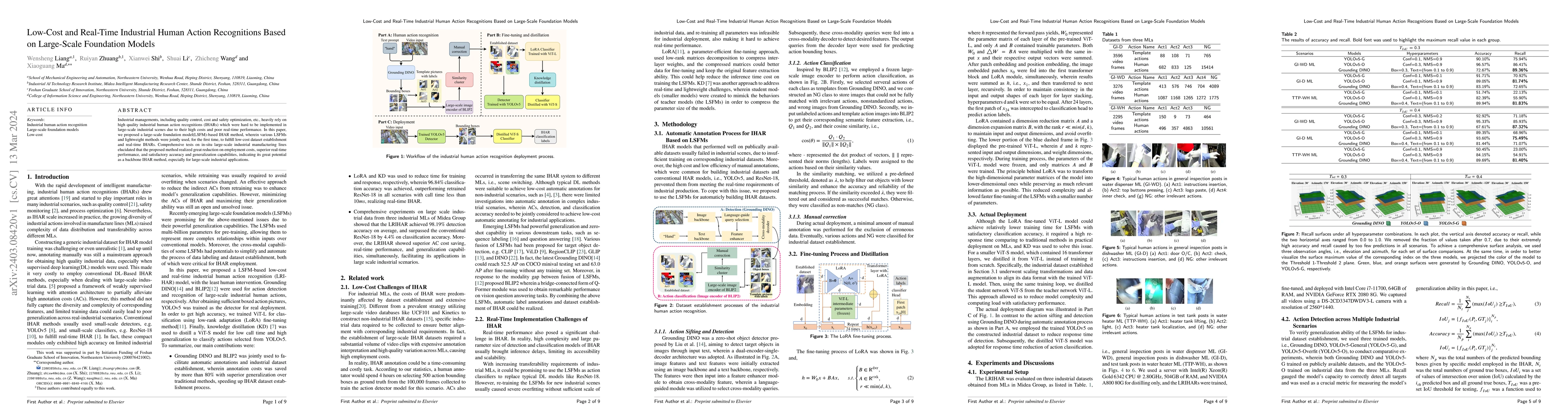 Thumbnail for Low-Cost and Real-Time Industrial Human Action Recognitions Based on
  Large-Scale Foundation Models