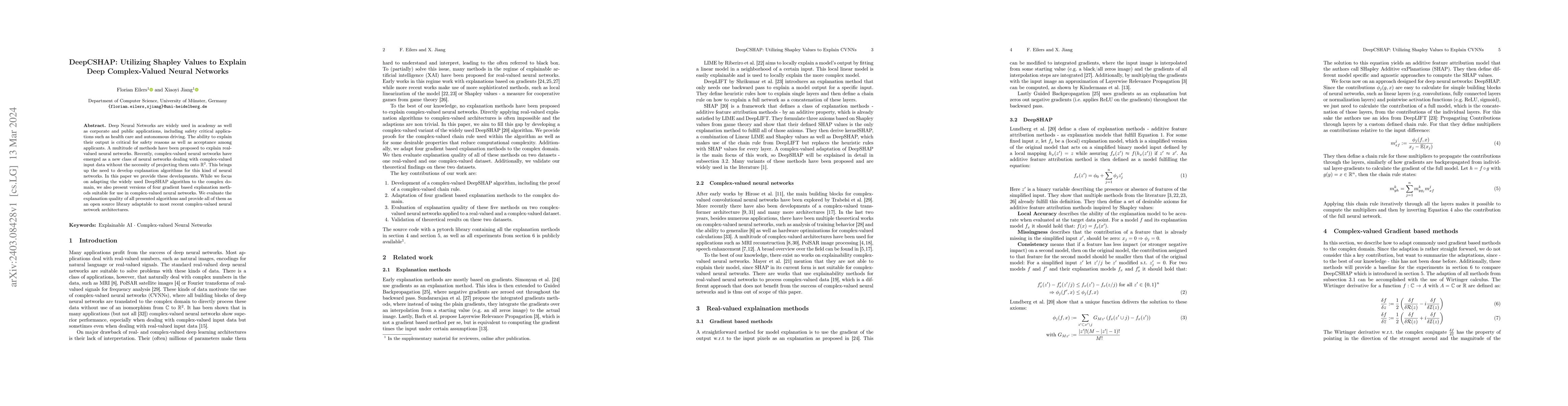 Thumbnail for DeepCSHAP: Utilizing Shapley Values to Explain Deep Complex-Valued
  Neural Networks