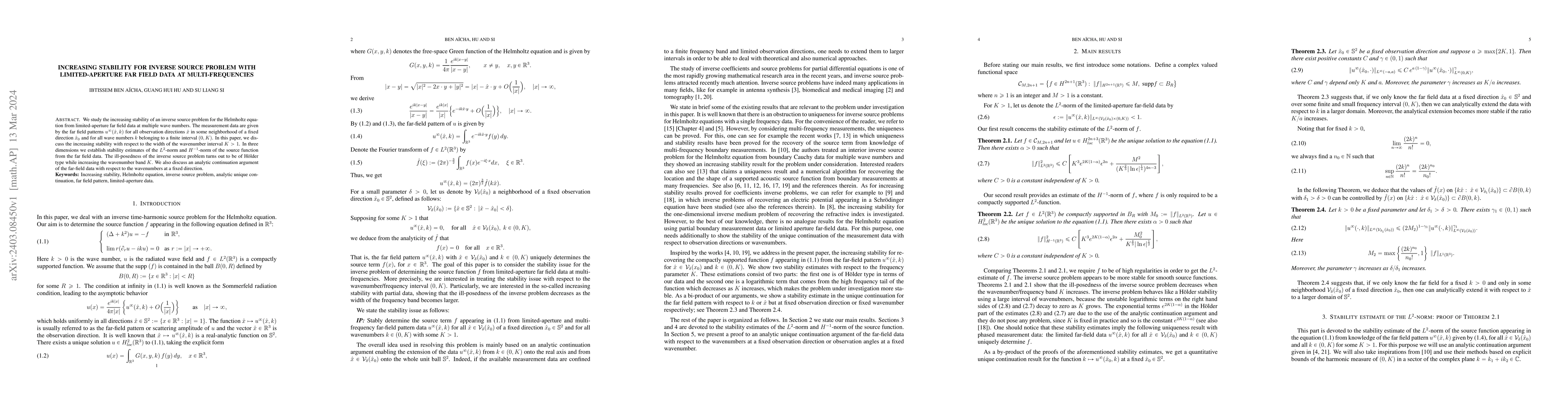 Thumbnail for Increasing stability for inverse source problem with limited-aperture
  far field data at multi-frequencies