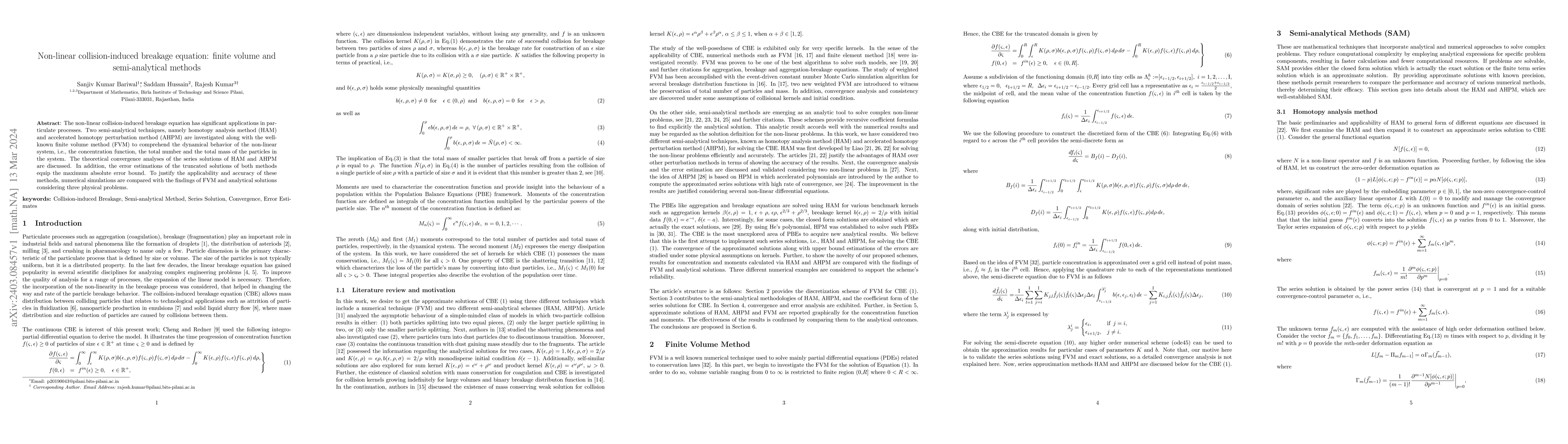 Thumbnail for Non-linear collision-induced breakage equation: finite volume and
  semi-analytical methods