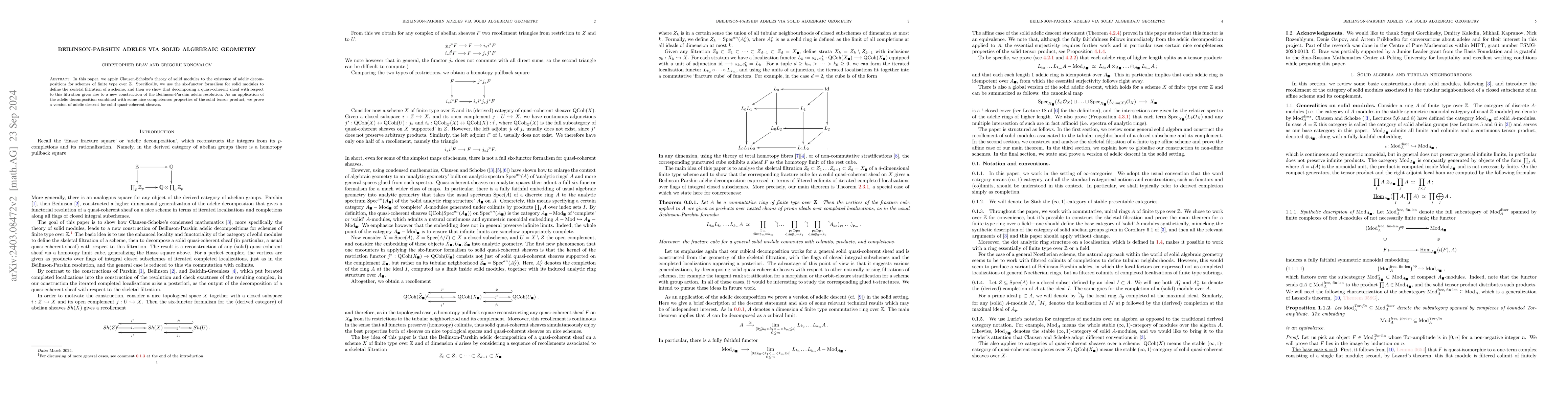 Thumbnail for Beilinson-Parshin adeles via solid algebraic geometry