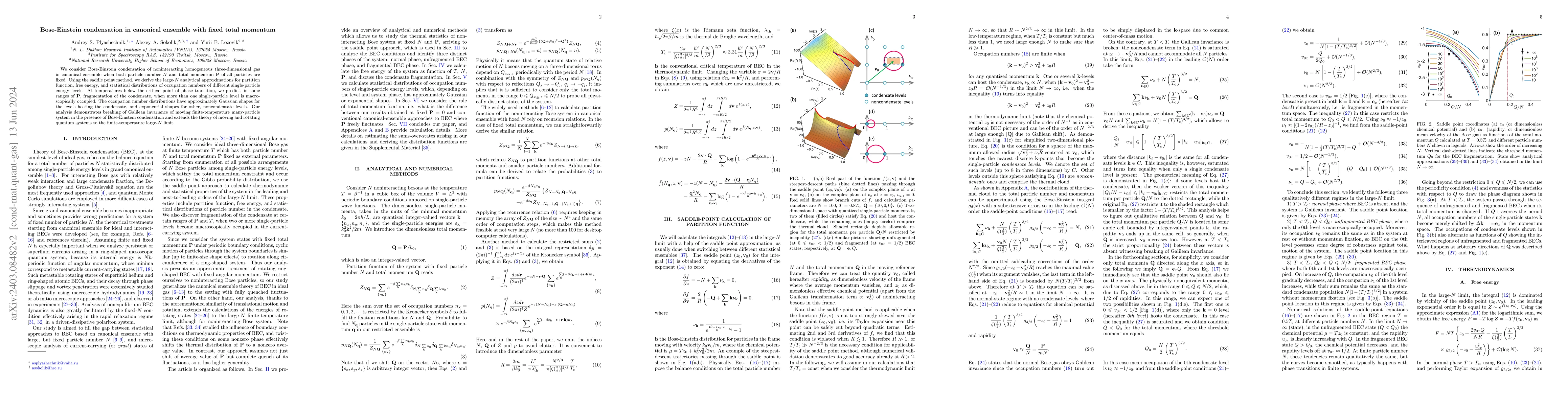 Thumbnail for Bose-Einstein condensation in canonical ensemble with fixed total
  momentum