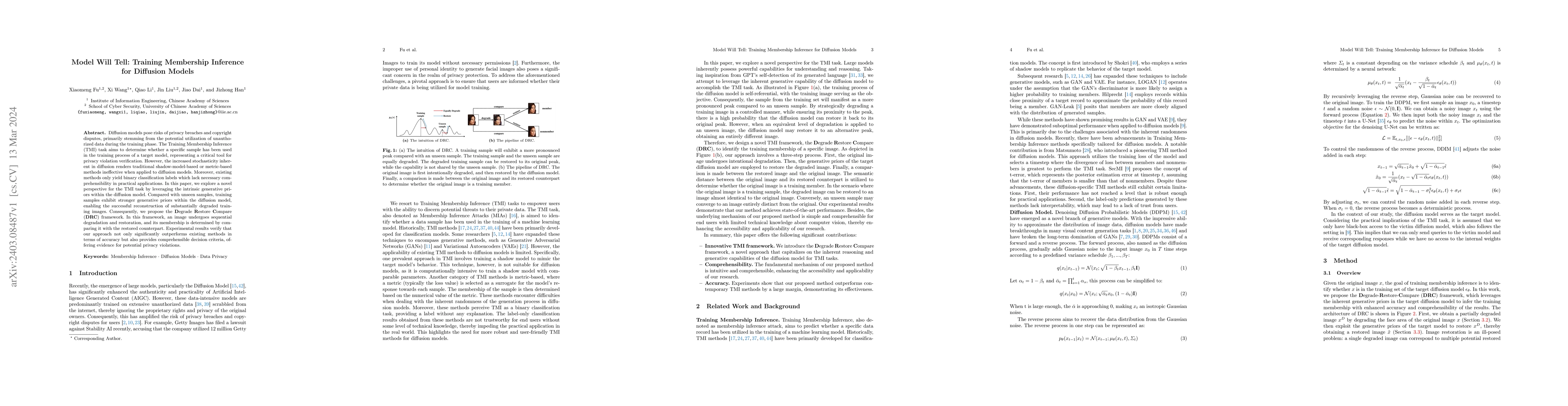 Thumbnail for Model Will Tell: Training Membership Inference for Diffusion Models