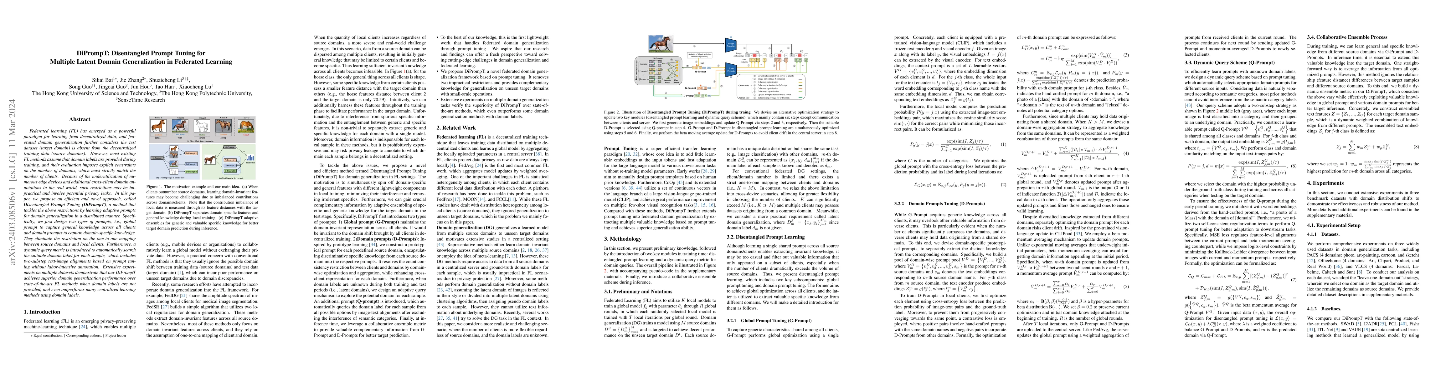Thumbnail for DiPrompT: Disentangled Prompt Tuning for Multiple Latent Domain
  Generalization in Federated Learning
