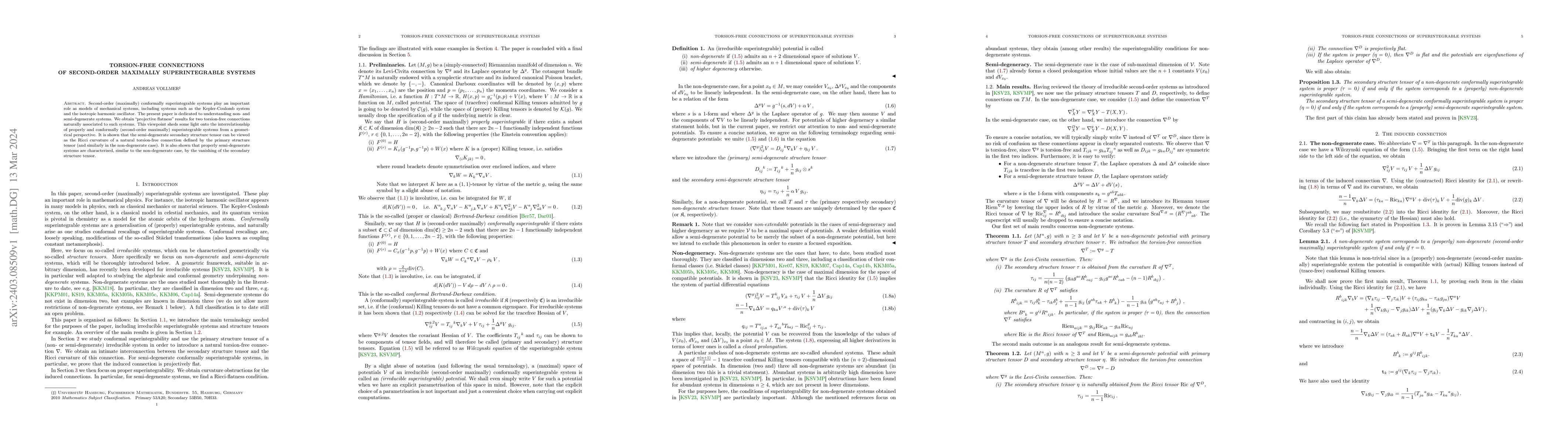 Thumbnail for Torsion-free connections of second-order maximally superintegrable
  systems