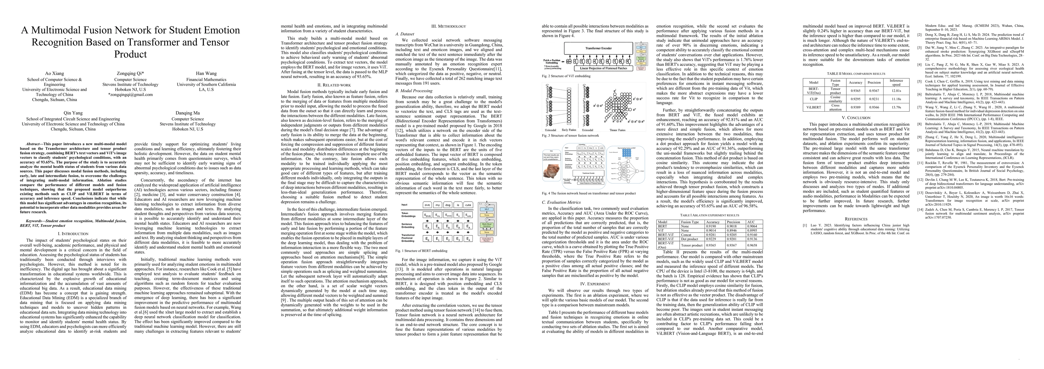 Thumbnail for A Multimodal Fusion Network For Student Emotion Recognition Based on
  Transformer and Tensor Product