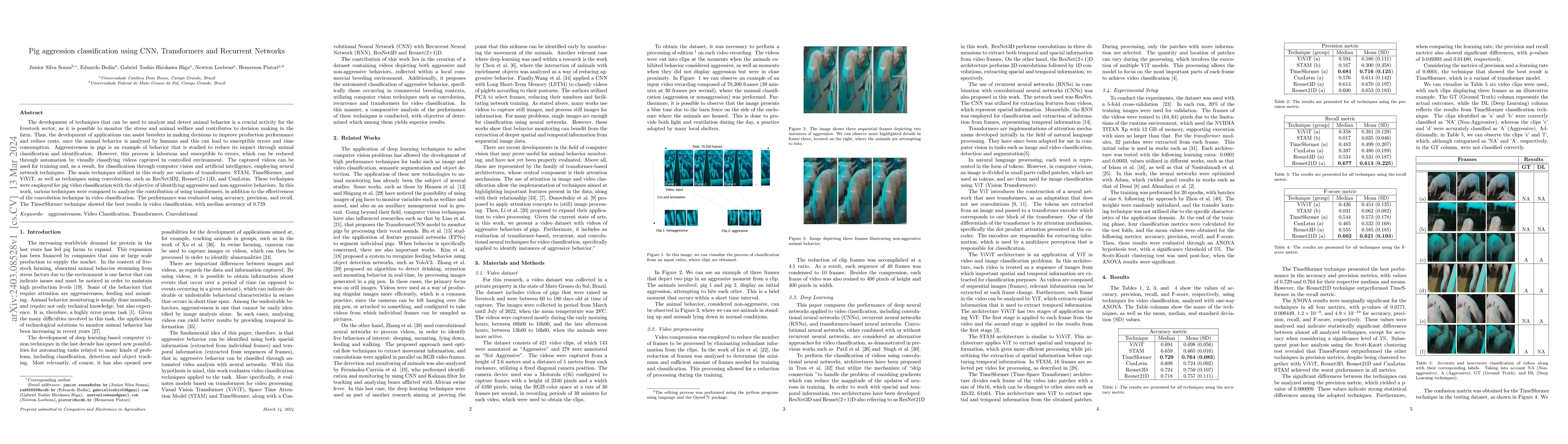 Thumbnail for Pig aggression classification using CNN, Transformers and Recurrent
  Networks